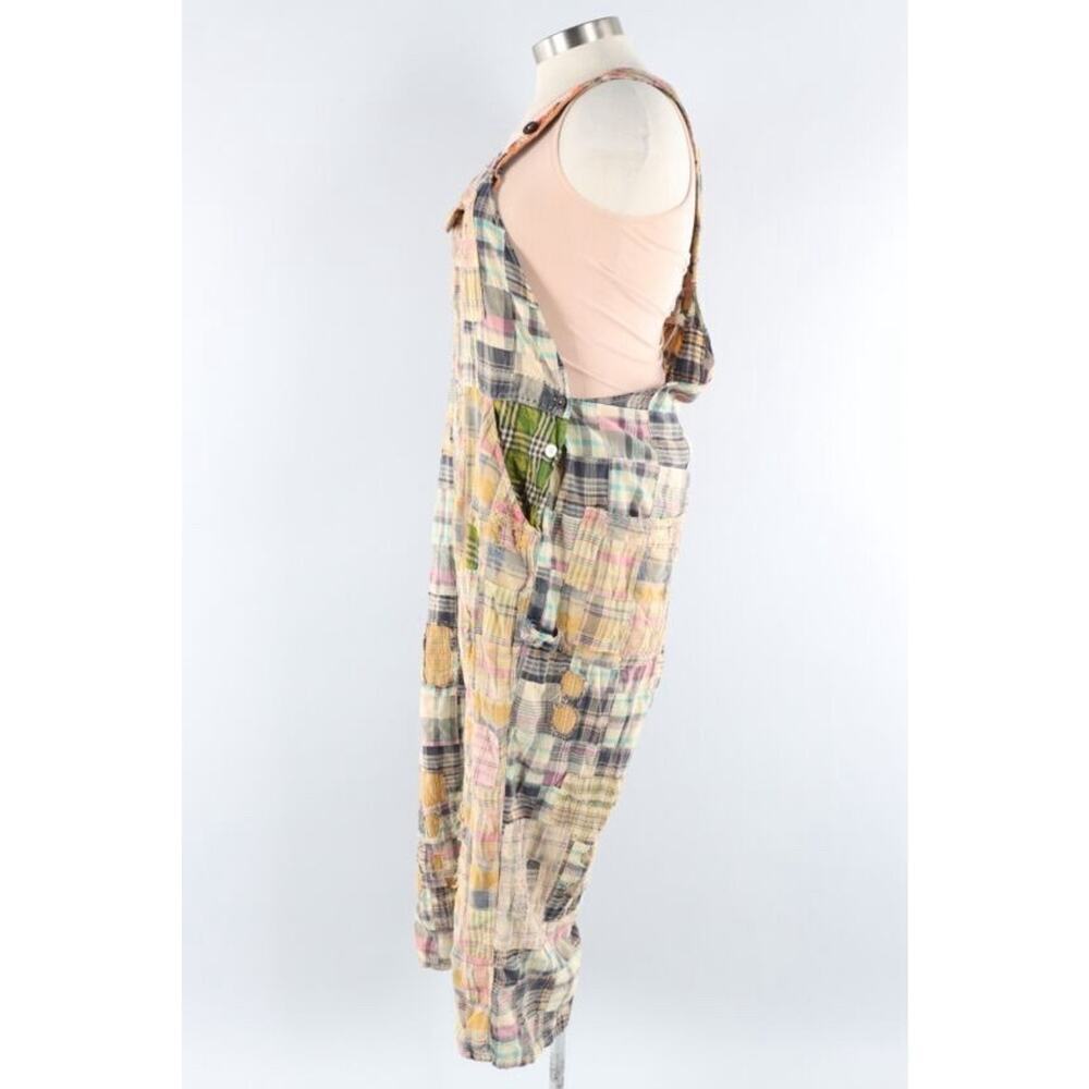 Magnolia Pearl Madras Patchwork Tropical Plaid Overalls One size NWT - Picture 3 of 12